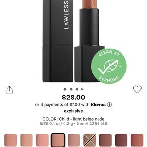 LAWLESS Beauty lipstick in the shade CHILD